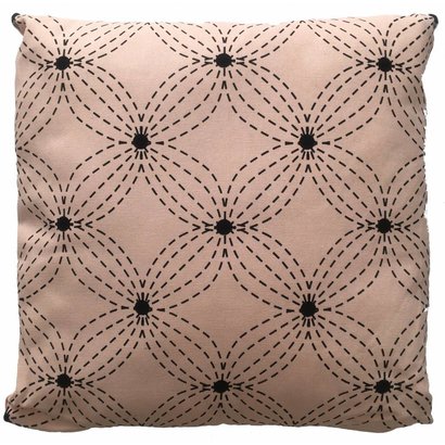 Sierkussen Flower Roze met zwart patroon