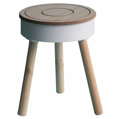 Bijzettafel Rond Hout met Opbergvak