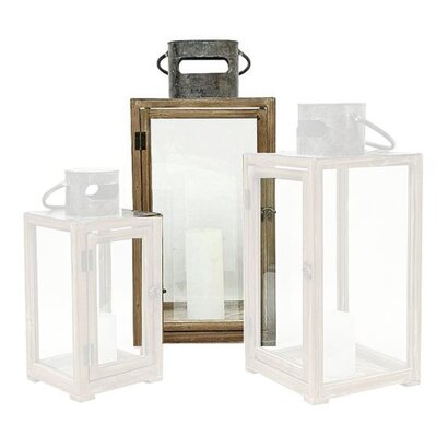Lantaarn 'Antic' van Hout met Metalen Hendel - large
