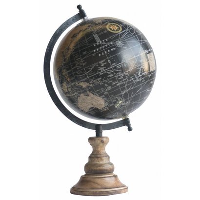 Houten Wereldbol Beeld op voet Large