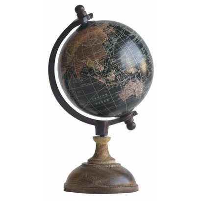 Houten Wereldbol Beeld op voet Small