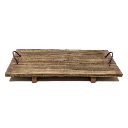 Vintage Houten Plateau met metalen handvatten