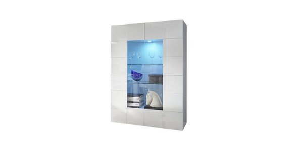 Dama Vitrinekast HG Wit + LED blauw Benvenuto Design Dama Vitrinekast HG Wit + LED blauw