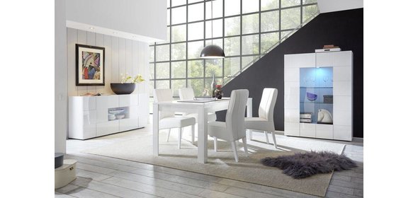 Dama Vitrinekast HG Wit + LED blauw Benvenuto Design Dama Vitrinekast HG Wit + LED blauw