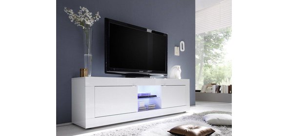 Modena TV meubel Big HG Wit + LED Benvenuto Design Modena TV meubel Big HG Wit + LED
