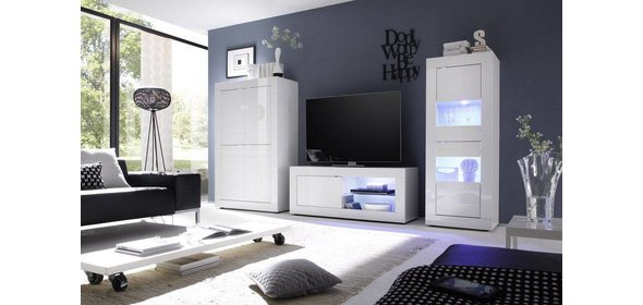 Modena TV meubel Big HG Wit + LED Benvenuto Design Modena TV meubel Big HG Wit + LED