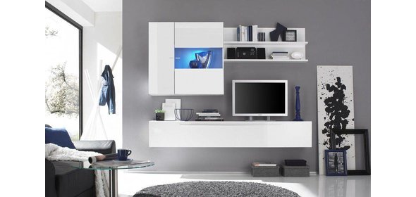 Mauro TV Wandmeubel HG Wit+Spot Benvenuto Design Mauro TV Wandmeubel HG Wit+Spot