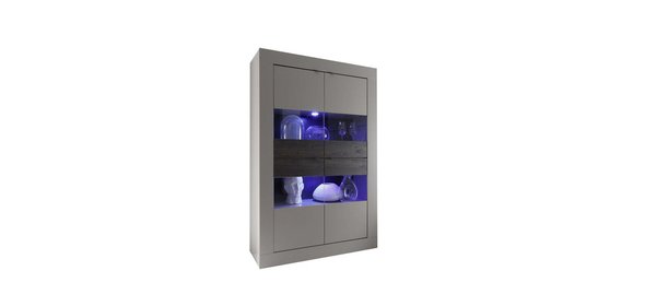 Modena Vitrinekast Big Beige/Wenge+Verlichting Benvenuto Design Modena Vitrinekast Big Beige/Wenge+Verlichting