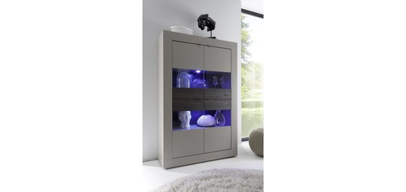 Modena Vitrinekast Big Beige/Wenge+Verlichting Benvenuto Design Modena Vitrinekast Big Beige/Wenge+Verlichting