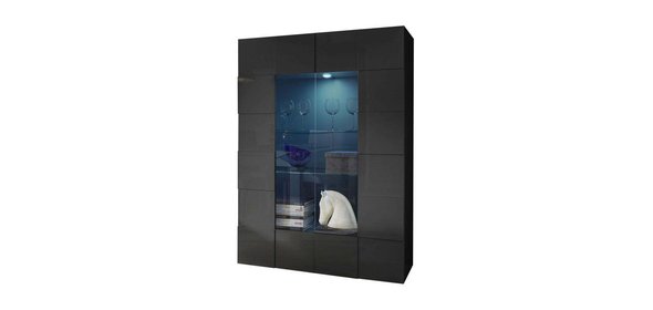 Dama Vitrinekast HG Antraciet + LED blauw Benvenuto Design Dama Vitrinekast HG Antraciet + LED blauw