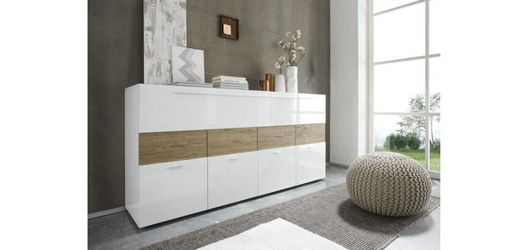 Line Dressoir HG Wit/Eiken Benvenuto Design Line Dressoir HG Wit/Eiken