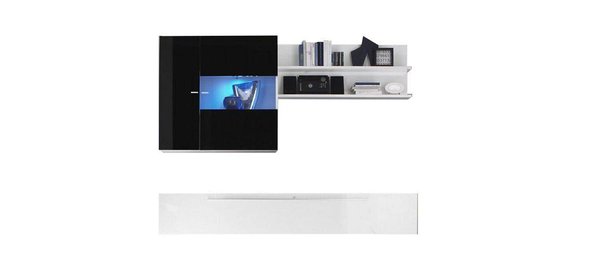 Mauro TV Wandmeubel HG Wit/Zwart Benvenuto Design Mauro TV Wandmeubel HG Wit/Zwart