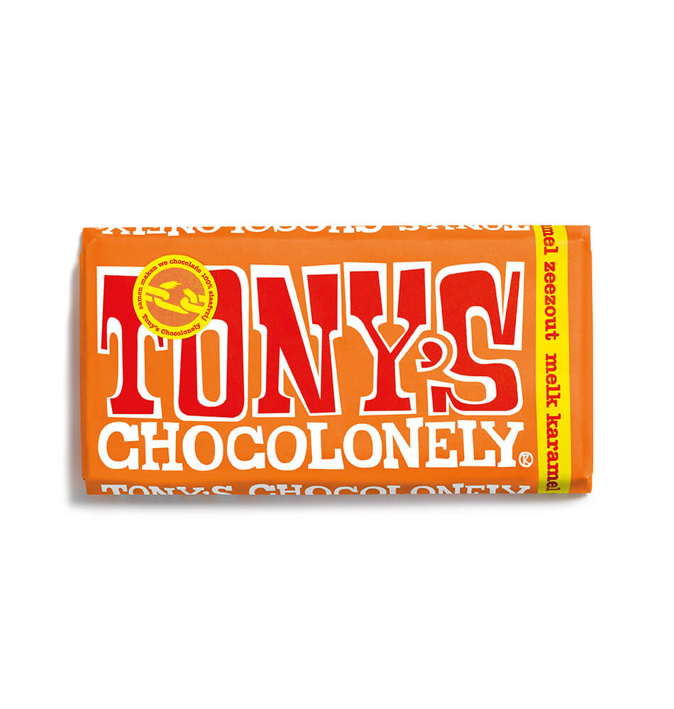 TONY'S CHOCOLONELY MELK KARAMEL ZEEZOUT 180 GRAM