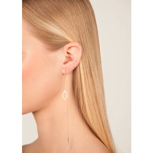 Dutch Basics Diamond Shaped Drop Chain Earrings Gold Plated Dutch Basics Diamond Shaped Drop Chain Earrings Gold Plated