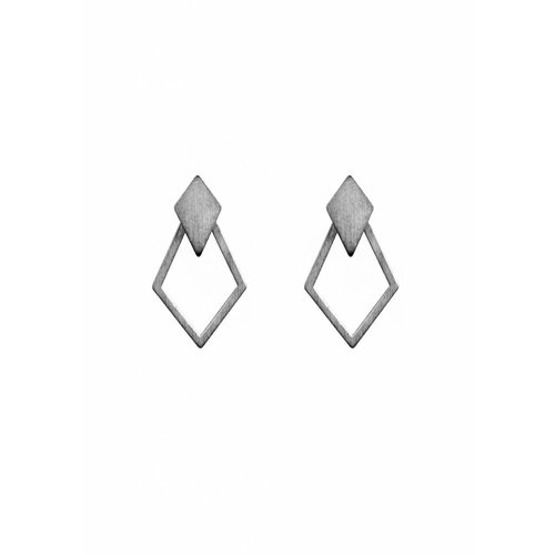 Dutch Basics Detachable Earrings 'Ruit' - Oxidized Silver Dutch Basics Detachable Earrings 'Ruit' - Oxidized Silver