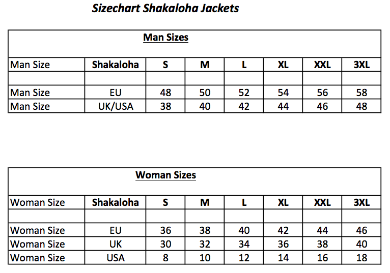 46 Regular Size Chart