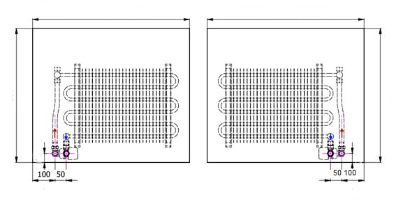 Exchanger of the glass radiator, two options of connection