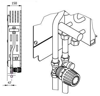 The exchanger has 2 outputs - G 1/2“ and you can choose what suits more into the central heating system