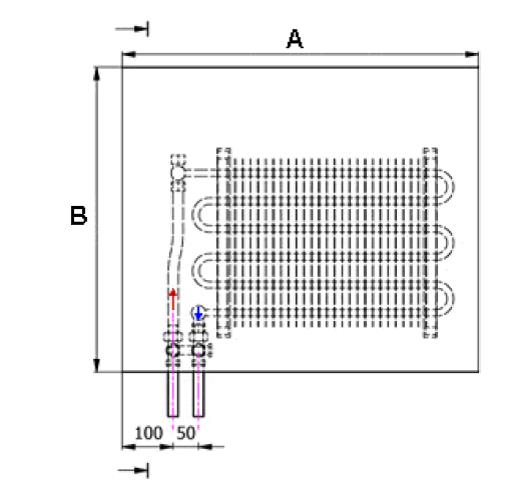 Connection options of designer radiator with coloured glass