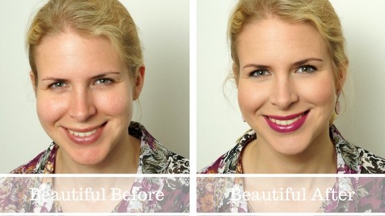 Een mooie naturel look met een felle kleur lipstick.