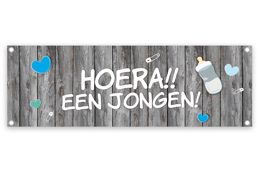 geboortedoek hoera een jongen hout-look