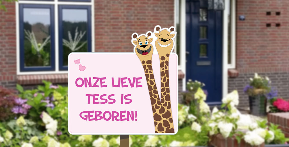 geboortebord giraffe meisjes