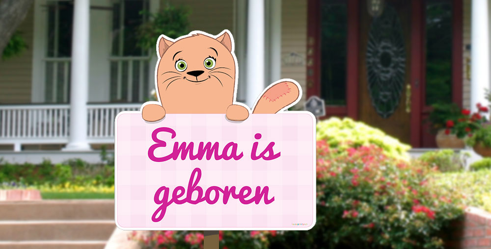 geboortebord roze poes