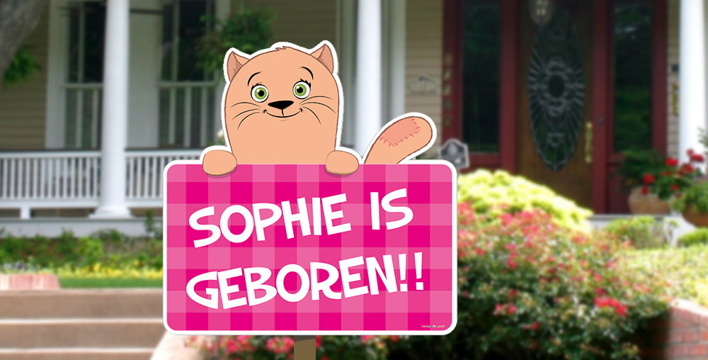 geboortebord fuchsia dieren