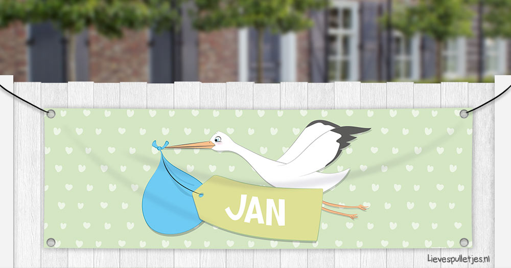 geboortedoek ooievaar mint