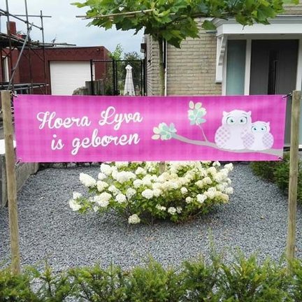 Geboortespandoek met naam en unieke illustraties