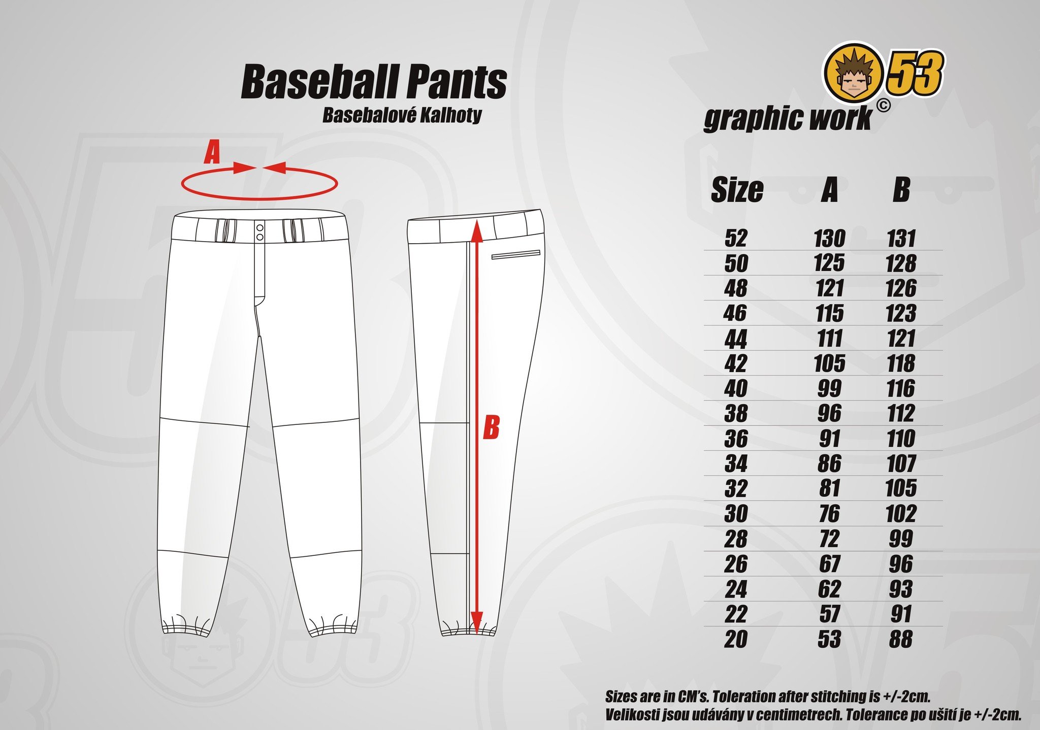 Baseball Pants Size Chart