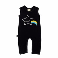 Zwarte Kawaii Star Mouwloze Bodysuit