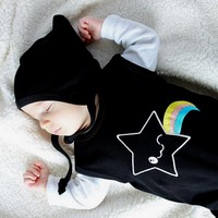 Zwarte Kawaii Star Mouwloze Bodysuit
