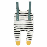 Organic Zoo Pyjama Salopette Streepjes met gele voetjes