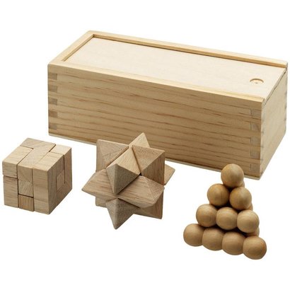 3 Delig houten denkspel