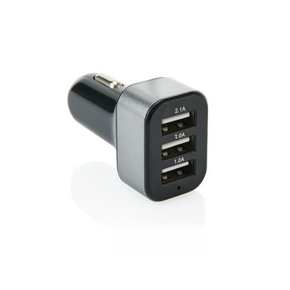 3.1A auto lader met 3 USB poorten, zwart/grijs