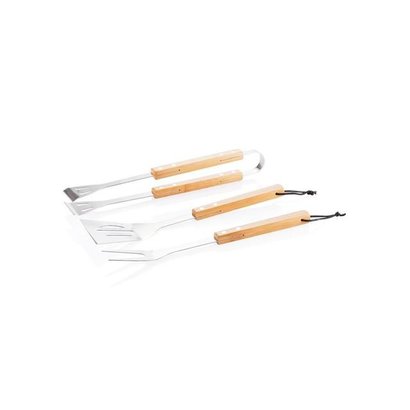3-delige bamboe barbecue set, bruin