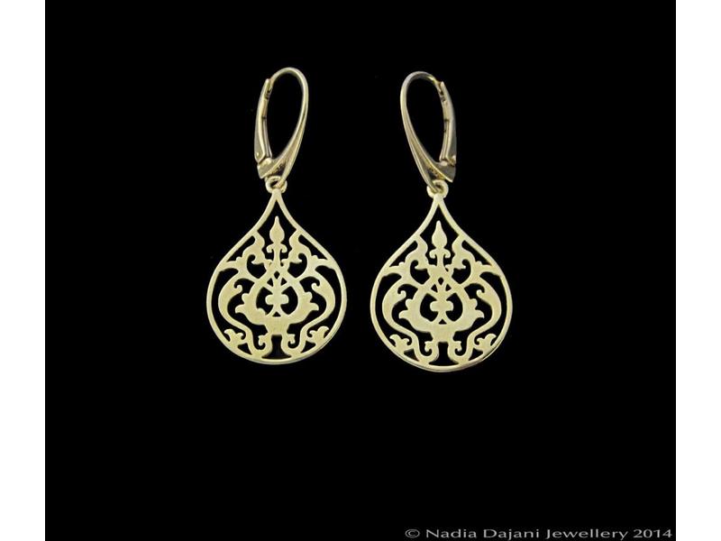 Gold Plated Arabesque Earrings Nadia Dajani 3 5cm Slv Gp Arabesque Earrings French Clasp