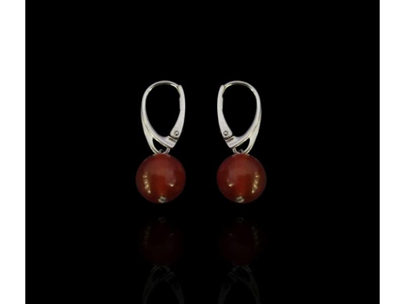 Stone Drop Earrings French Clasp Silver Nadia Dajani Stone Drop Earrings French Clasp Silver