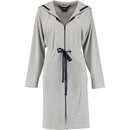 Cawö Cawö Dames Badjas met Capuchon, band en rits 821 - Grau-blau  XS
