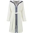 Cawö Cawö Dames Badjas met Capuchon en Rits 6598 Weiss 50