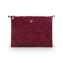 Pip Studio Pip Studio Charly Pochette Cosmétique Plate Grande Velours Quiltey Days Rouge 30x22x1 cm