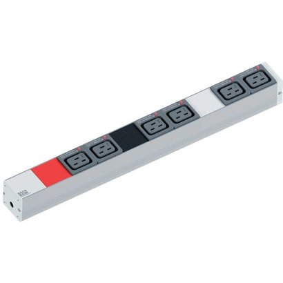 19" 1HE Steckdosenleiste 6 x C19 Lock, 3-phasig, 3.0 m H05VV-F 5G 2.5 mm² Stecker CEE 16 A rot
