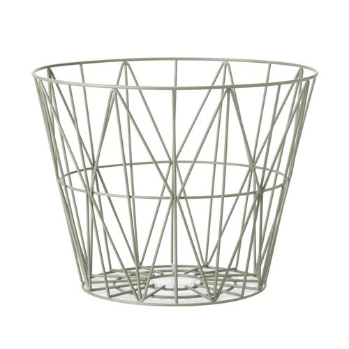 ferm LIVING Wire Basket Dusty Green Medium ferm LIVING Wire Basket Dusty Green Medium