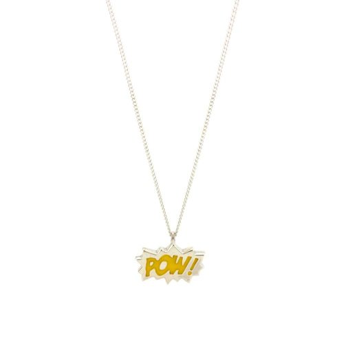 Laura Gravestock Dainty "POW" Necklace Silver and Yellow - 16" Laura Gravestock Dainty "POW" Necklace Silver and Yellow - 16"