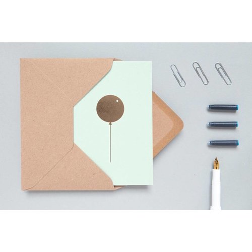 Ola Ola Foil Blocked Cards: Balloon Mint/Brass Ola Ola Foil Blocked Cards: Balloon Mint/Brass