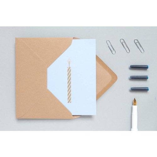 Ola Ola Foil Blocked Cards: Candle Blue/Brass Ola Ola Foil Blocked Cards: Candle Blue/Brass