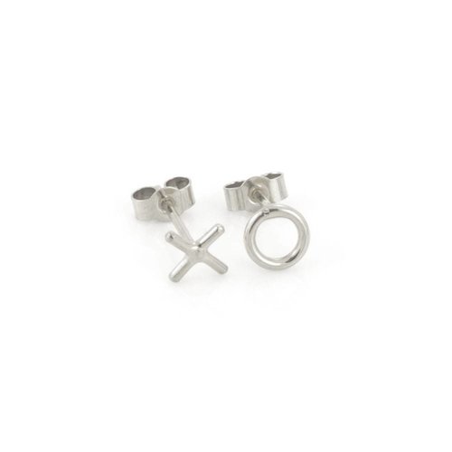 Laura Gravestock Written X O Stud Earring - Silver Laura Gravestock Written X O Stud Earring - Silver