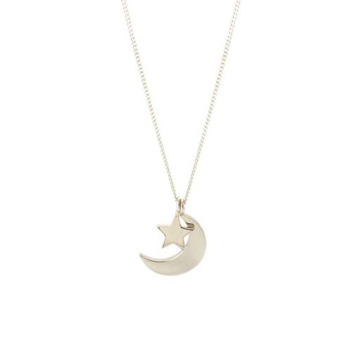 Laura Gravestock Dainty Moon and Star Necklace - Silver - 18" Laura Gravestock Dainty Moon and Star Necklace - Silver - 18"