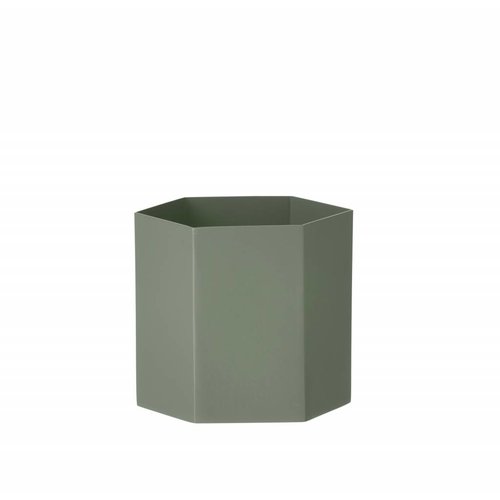 ferm LIVING Hexagon Pot - Dusty Green - Large ferm LIVING Hexagon Pot - Dusty Green - Large